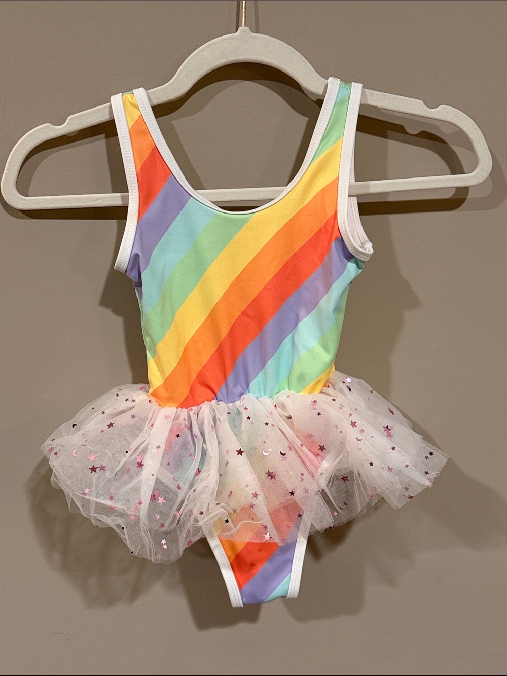 Rainbow Striped Girls' Tutu Leotard Dance Costume